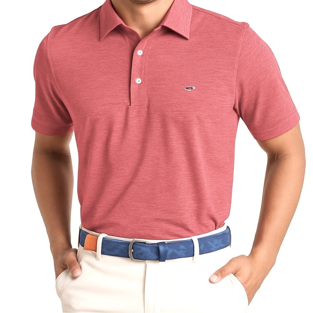 Vineyard Vines St. Kitts Bowline Fit Heathered Red Polo Shirt